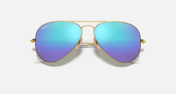 Ray Ban Ray Ban Aviator Large Metal Matte Gold | Blue Polarized
