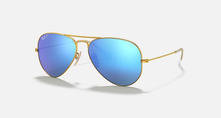 Ray Ban Ray Ban Aviator Large Metal Matte Gold | Blue Polarized