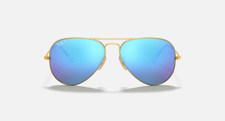 Ray Ban Ray Ban Aviator Large Metal Matte Gold | Blue Polarized