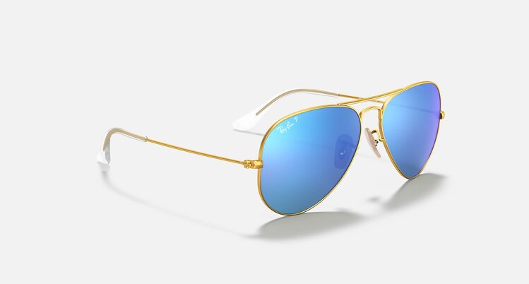 Ray Ban Ray Ban Aviator Large Metal Matte Gold | Blue Polarized
