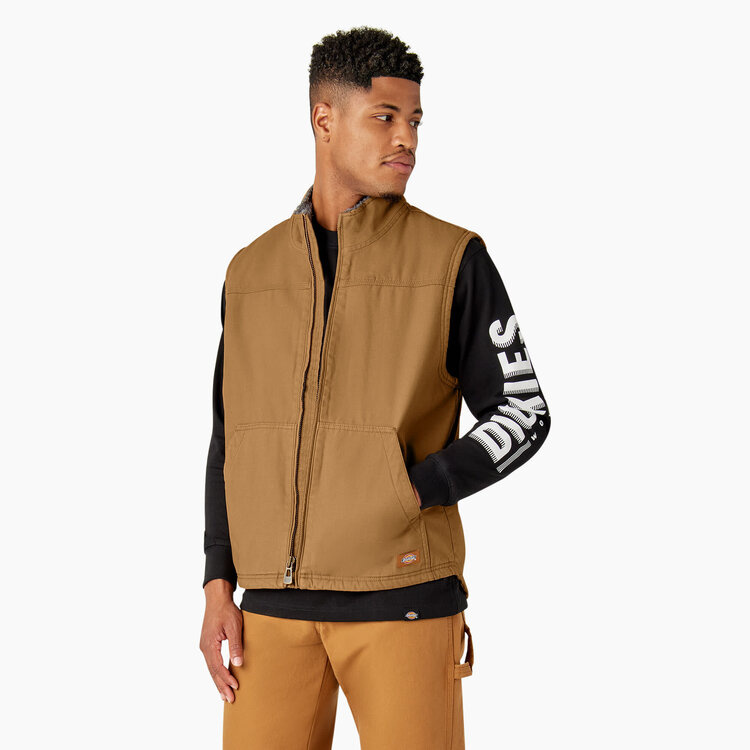 Dickies Dickies Duck Sherpa Lined Vest (Mens) | Rinsed Brown Duck