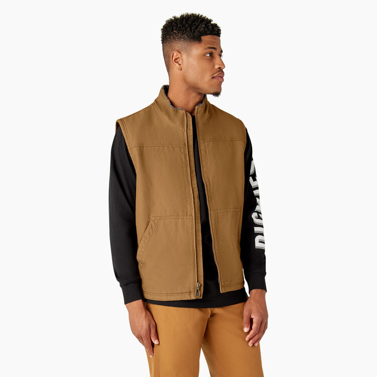 Dickies Dickies Duck Sherpa Lined Vest (Mens) | Rinsed Brown Duck