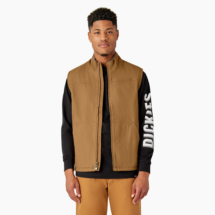 Dickies Dickies Duck Sherpa Lined Vest (Mens) | Rinsed Brown Duck