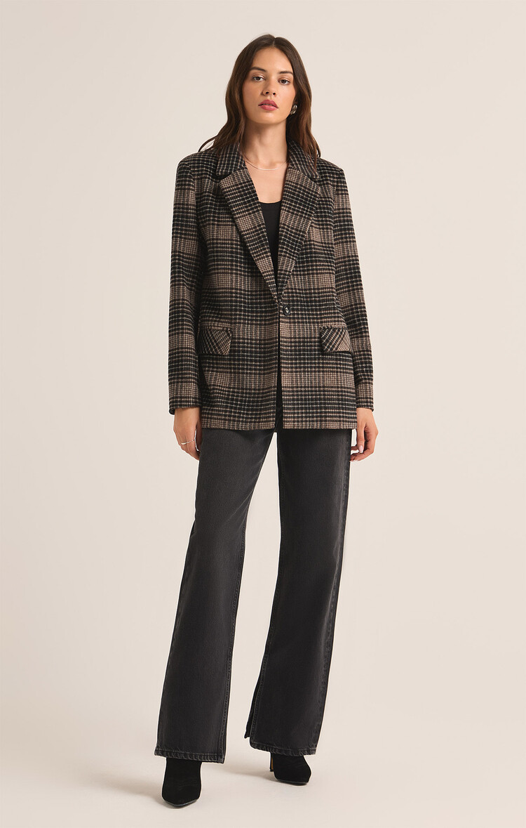 Z Supply Z Supply Kingston Relaxed Plaid Blazer | Latte
