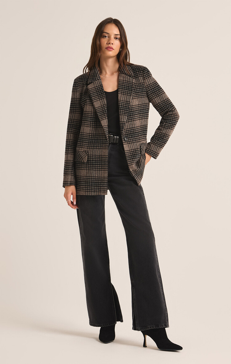 Z Supply Z Supply Kingston Relaxed Plaid Blazer | Latte