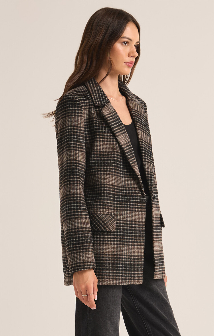 Z Supply Z Supply Kingston Relaxed Plaid Blazer | Latte