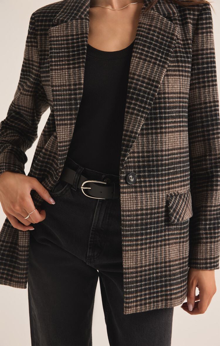 Z Supply Z Supply Kingston Relaxed Plaid Blazer | Latte