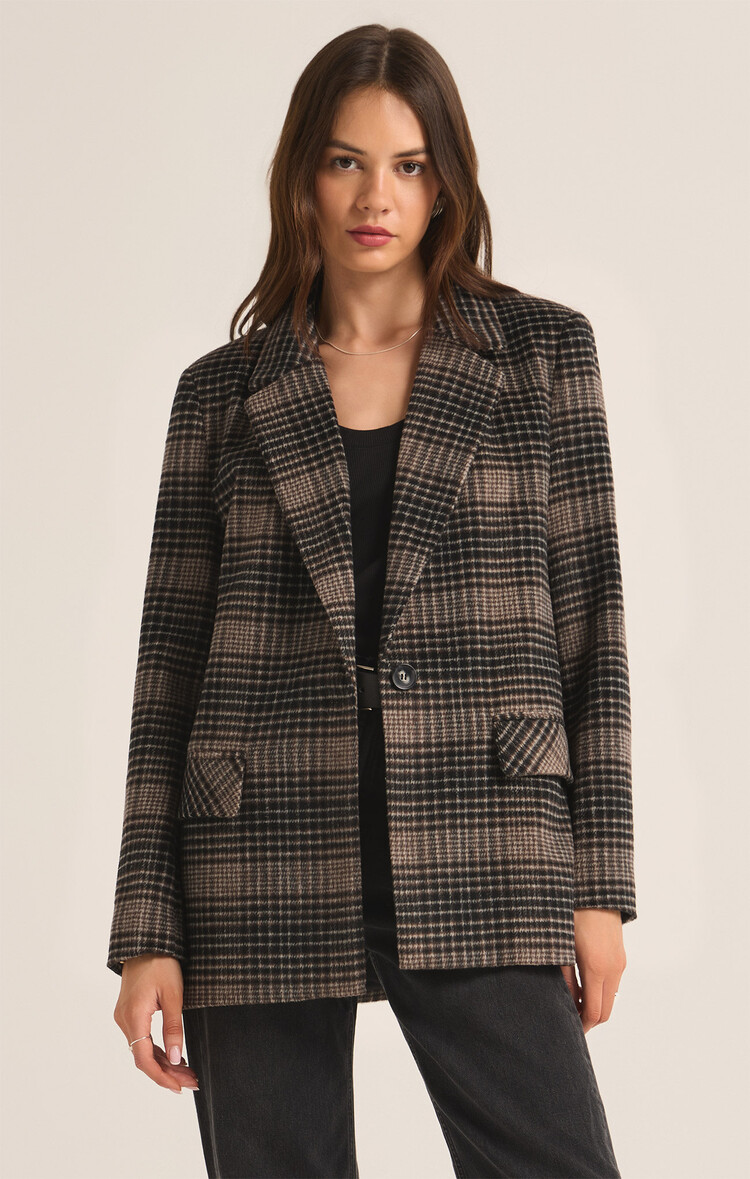 Z Supply Z Supply Kingston Relaxed Plaid Blazer | Latte