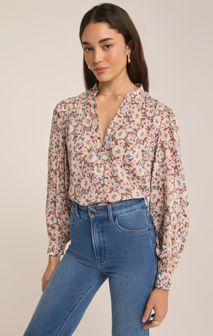 Z Supply Z Supply Esme La Paz Floral Blouse | Latte