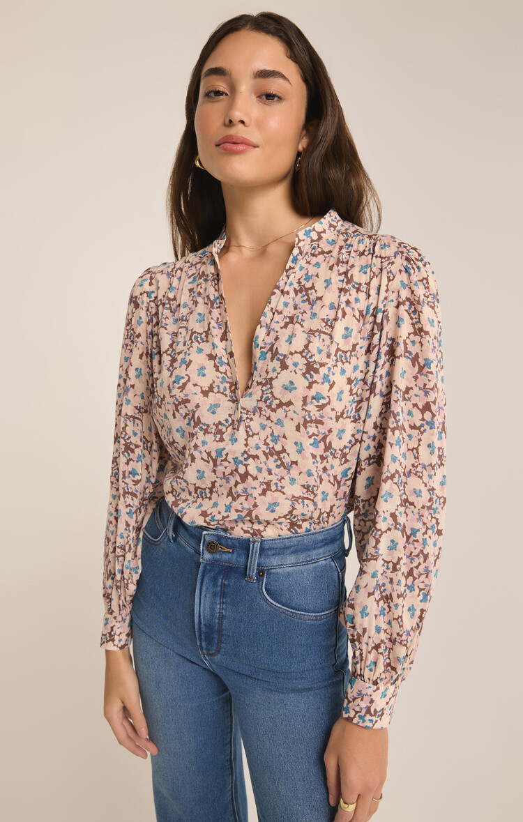 Z Supply Z Supply Esme La Paz Floral Blouse | Latte