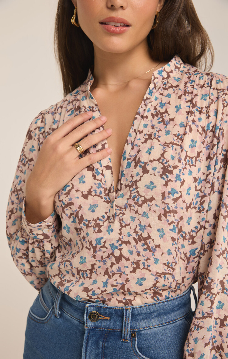 Z Supply Z Supply Esme La Paz Floral Blouse | Latte