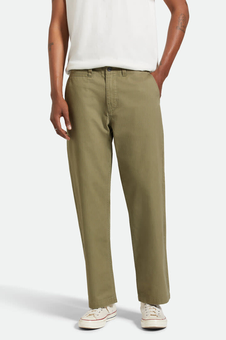 Brixton Brixton Surplus Herringbone Trouser Pant (Mens) | Olive Surplus