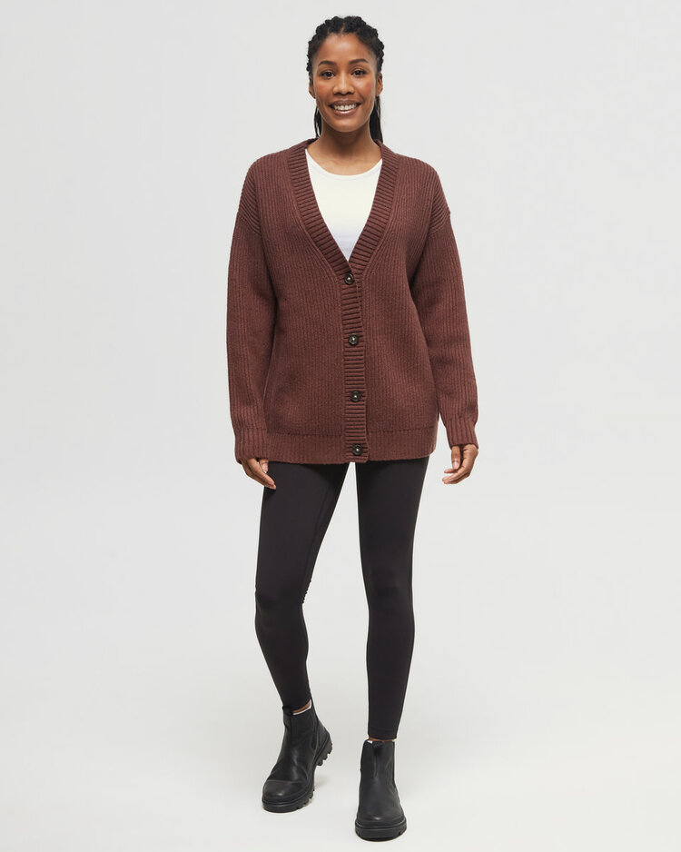 Tentree Tentree Highline Ovrsz Bttn Cardigan (Womens) | Deep Mahogany Htr