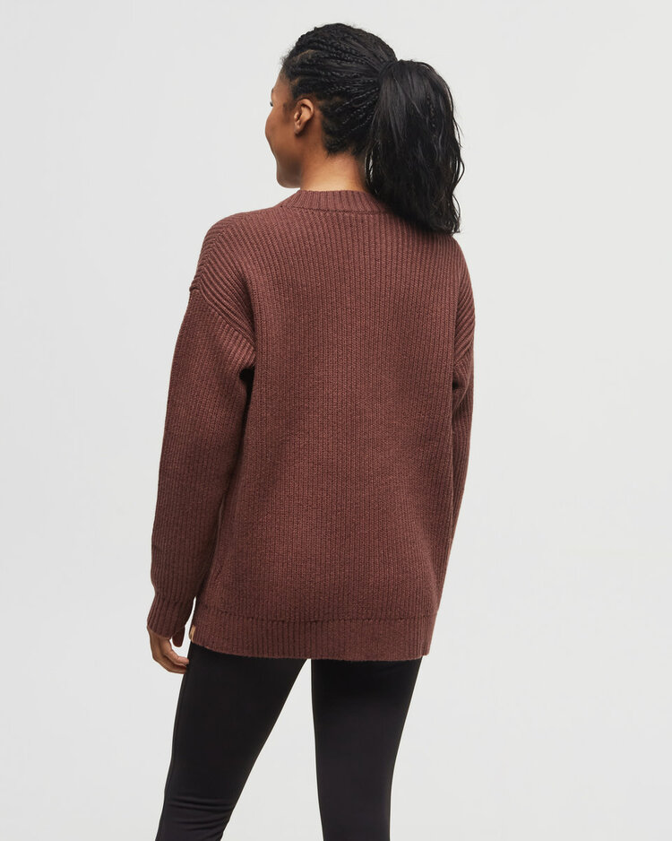 Tentree Tentree Highline Ovrsz Bttn Cardigan (Womens) | Deep Mahogany Htr