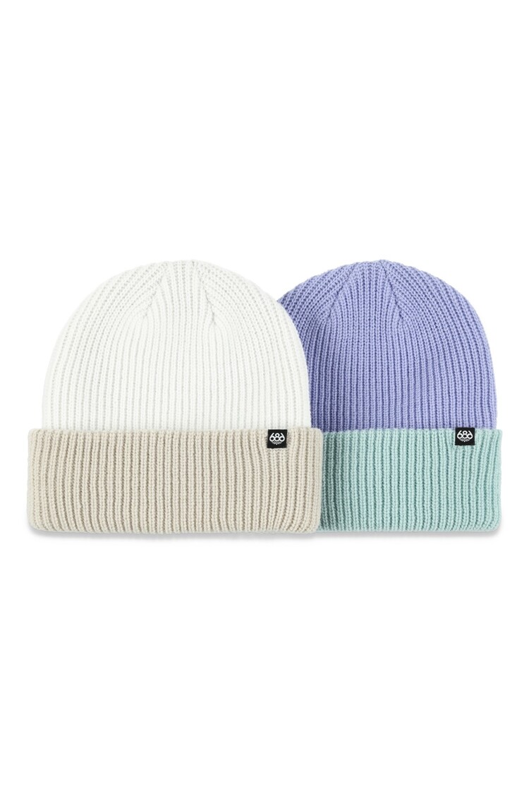 686 686 Two Tone Beanie-2Pk 2026 (Youth) |Purple/White
