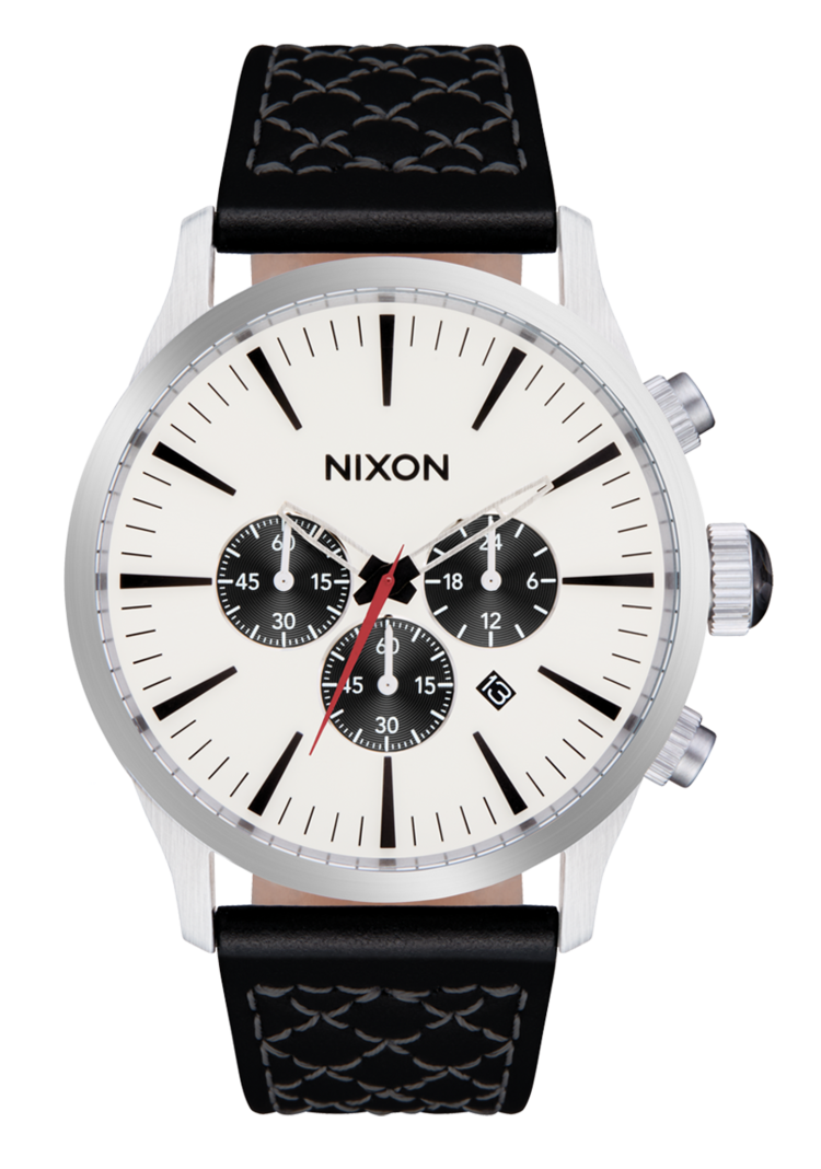 Nixon Nixon Sentry Chrono Leather | Chrome/Cloud Sunray/Black