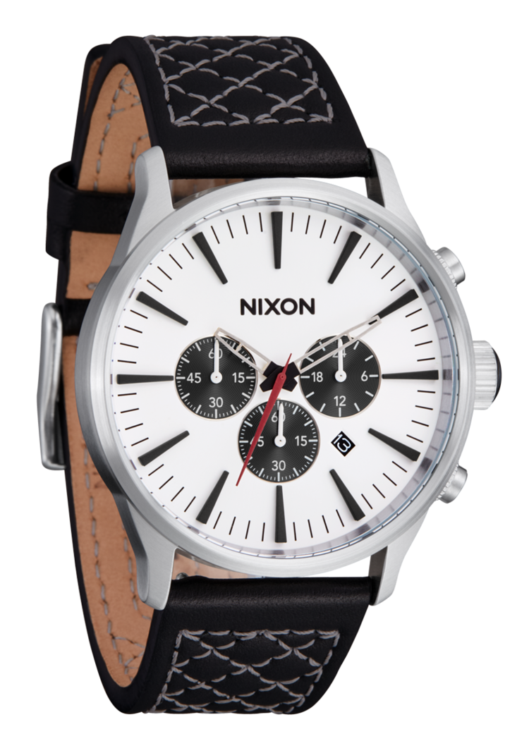 Nixon Nixon Sentry Chrono Leather | Chrome/Cloud Sunray/Black