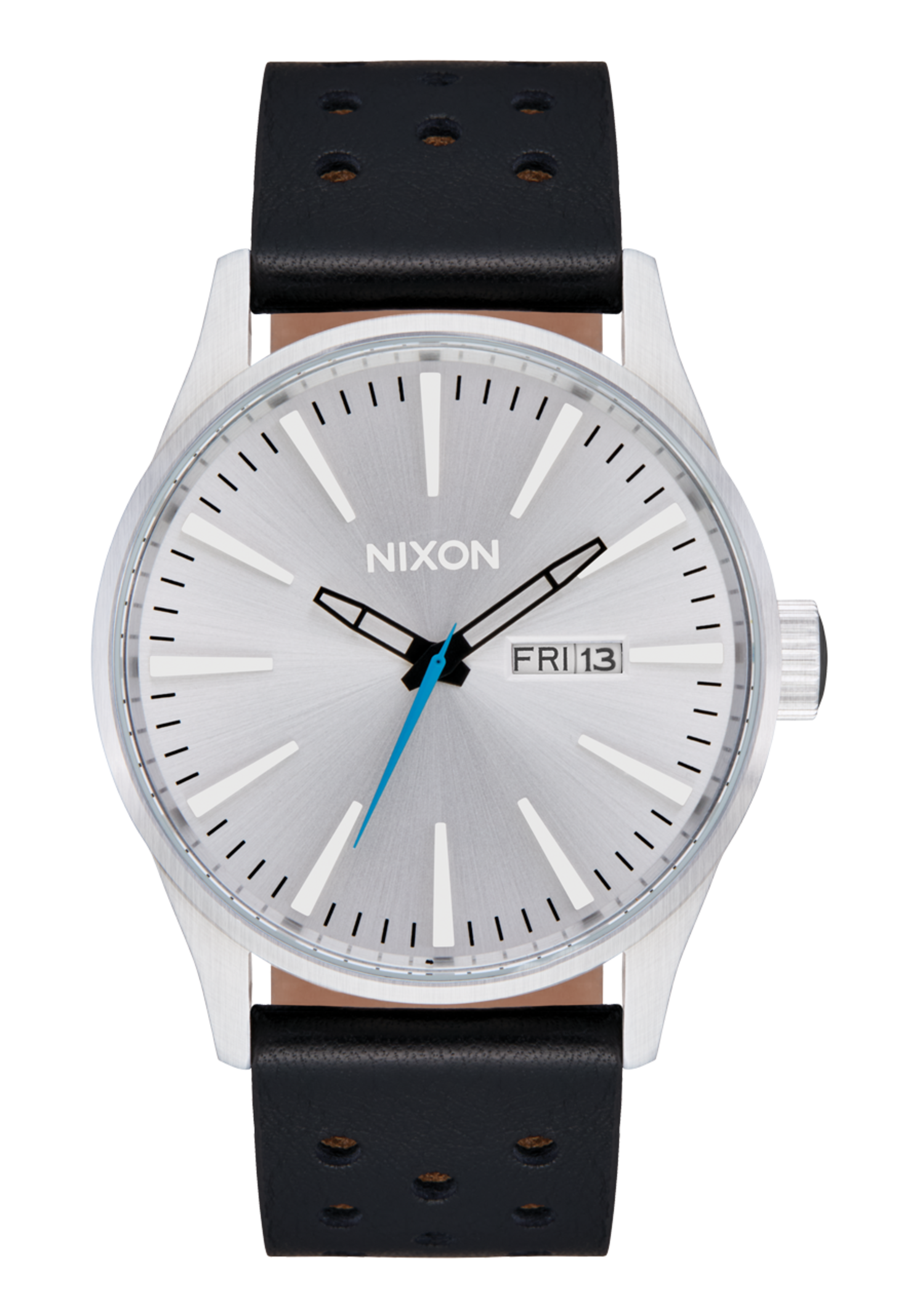 Nixon Sentry Leather Chrome Silver Sunray Black S3 Boardshop