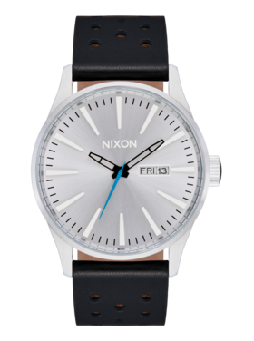 Nixon Nixon Sentry Leather | Chrome/Silver Sunray/Black