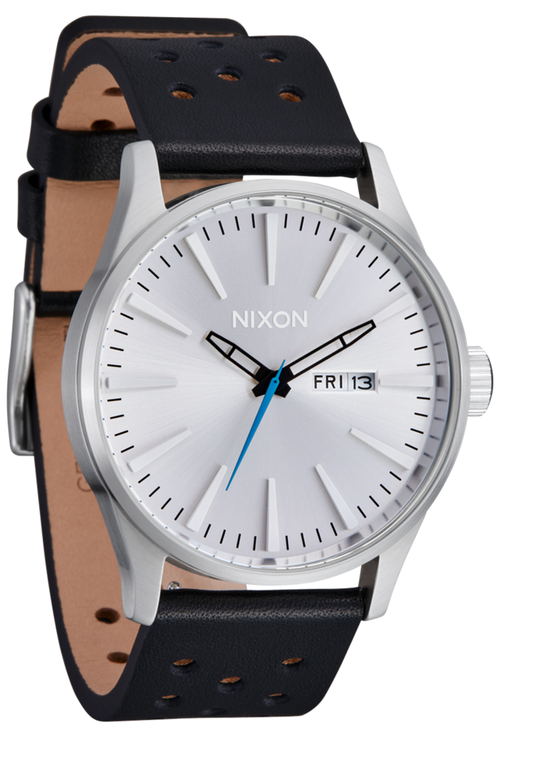 Nixon Nixon Sentry Leather | Chrome/Silver Sunray/Black