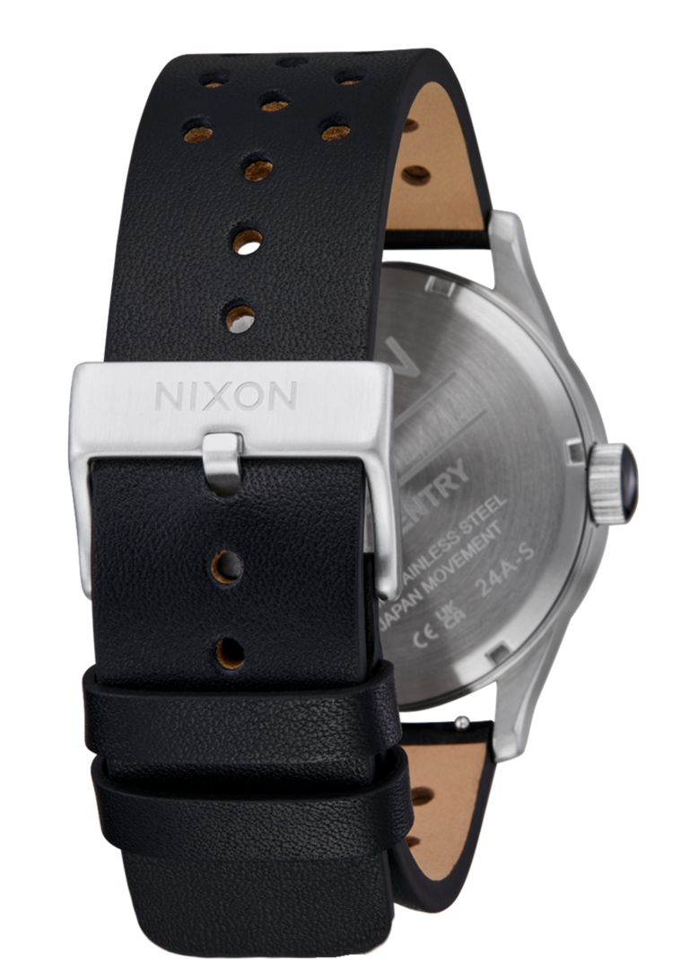 Nixon Nixon Sentry Leather | Chrome/Silver Sunray/Black