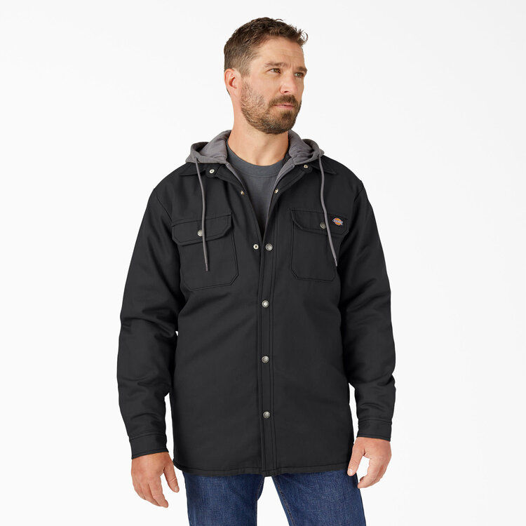 Dickies Dickies Fleece Hooded Duck Shirt Jacket (Mens) | Black