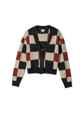 Brixton Brixton Rivington Crew Cardigan (Womens) | Cowhide/Whitecap/Blk Chk