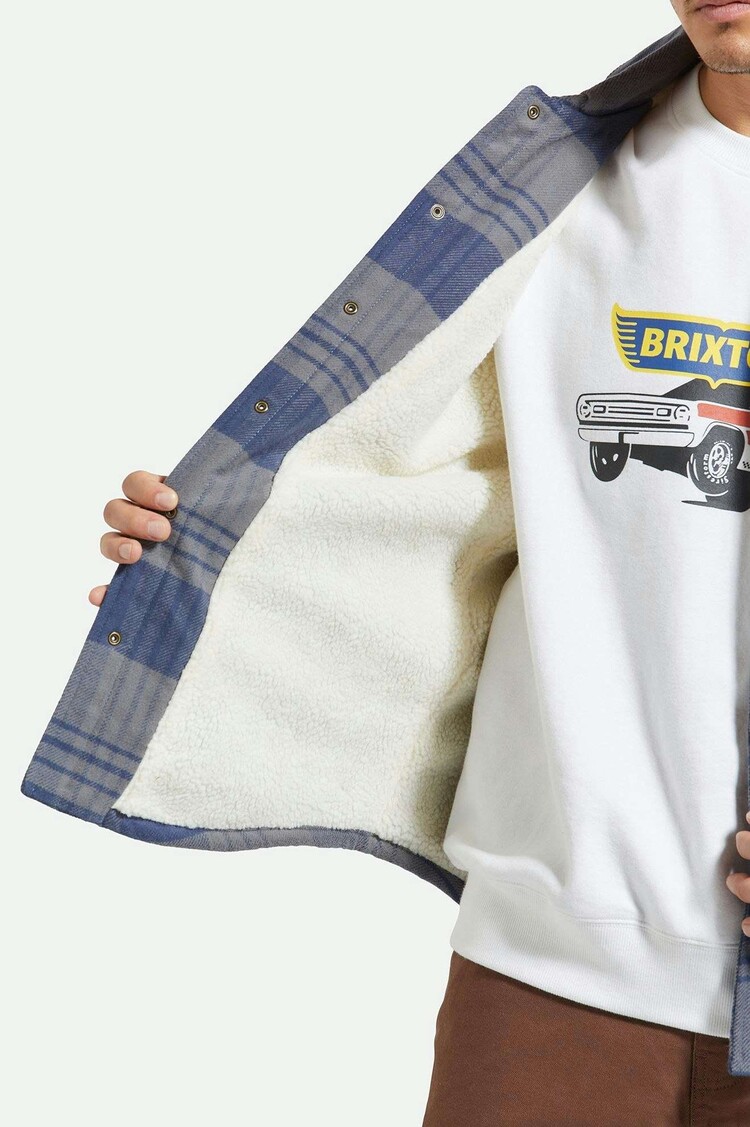 Brixton Brixton Durham Lined Jacket (Mens) | Washed Navy/Beige Plaid