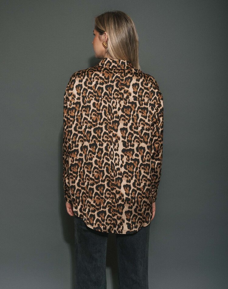 Brunette Brunette Bianca Satin Button Up Shirt | Leopard