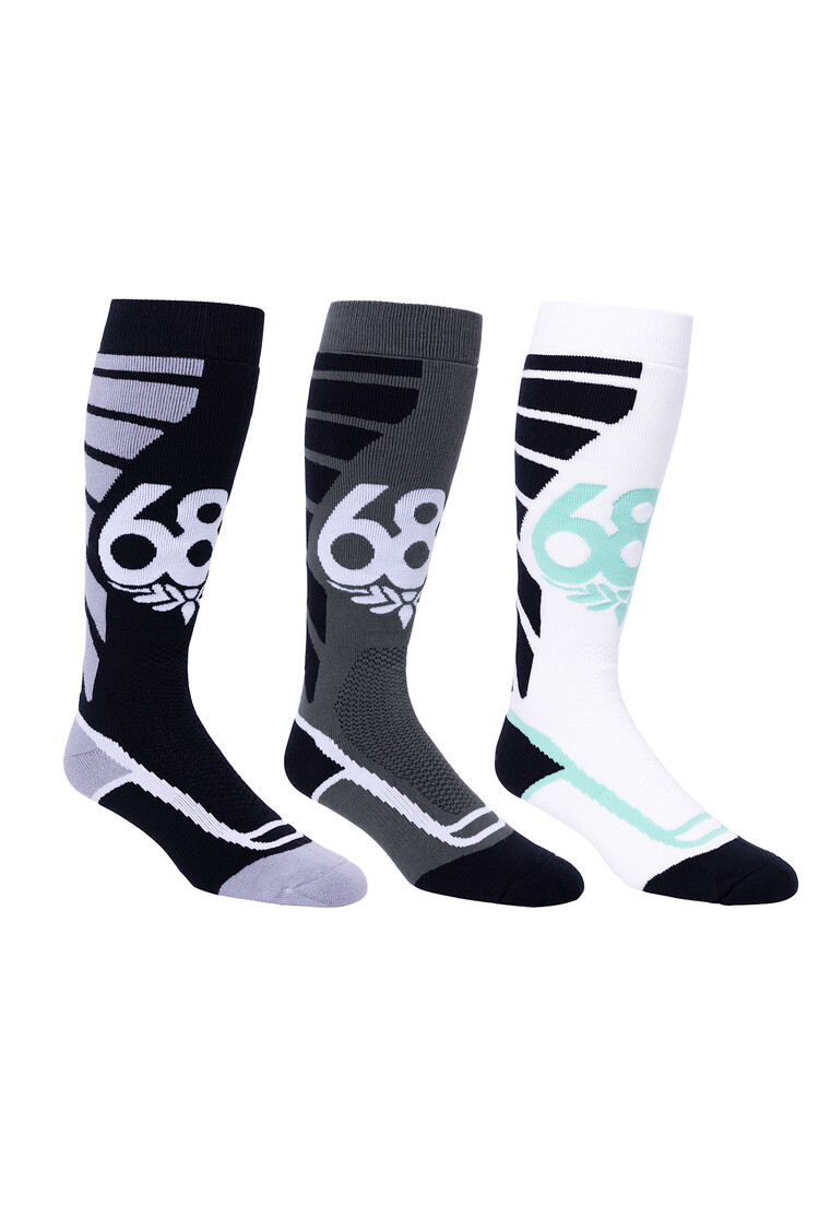 686 686 Strike Sock-3Pk (Mens) 2026 | Black/White/Cypress