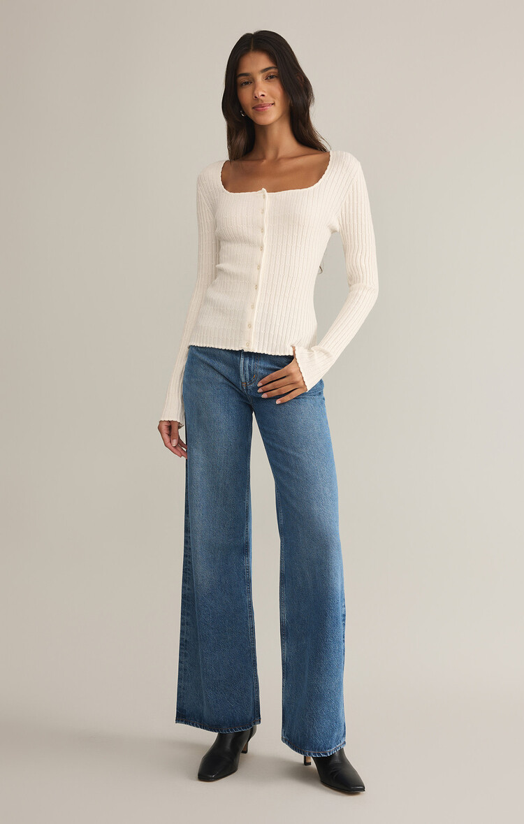 Z Supply Z Supply Emelie Button Up Sweater | Sea Salt