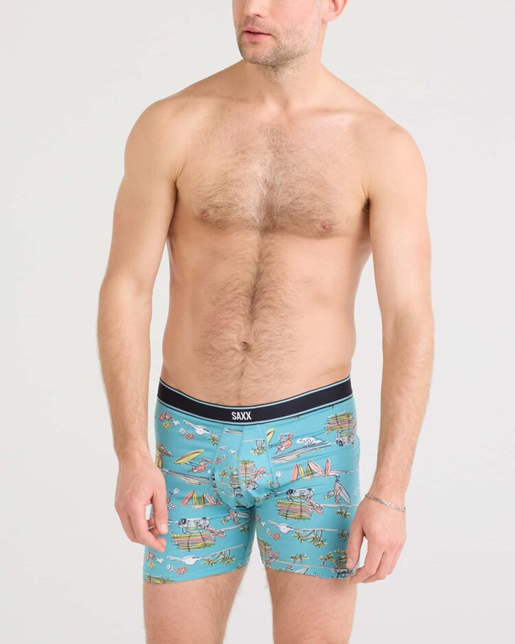 SAXX Saxx Daytripper Comfort Stretch Boxer Brief Fly | Beach Or Bust-Reef Blue