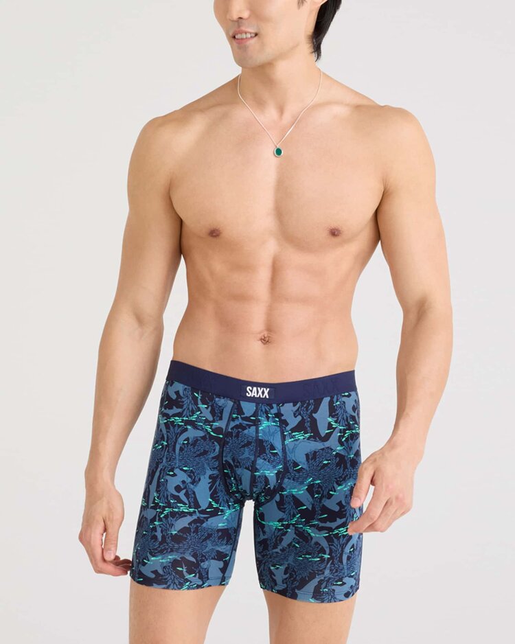 SAXX Saxx Vibe Xtra Soft Comfort Boxer Brief Fly | Sharks And Minnows-Dark Ink