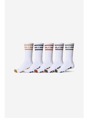 Globe Globe Tilt Hi Crew Sock 5 Pack (Mens) | White/Assorted