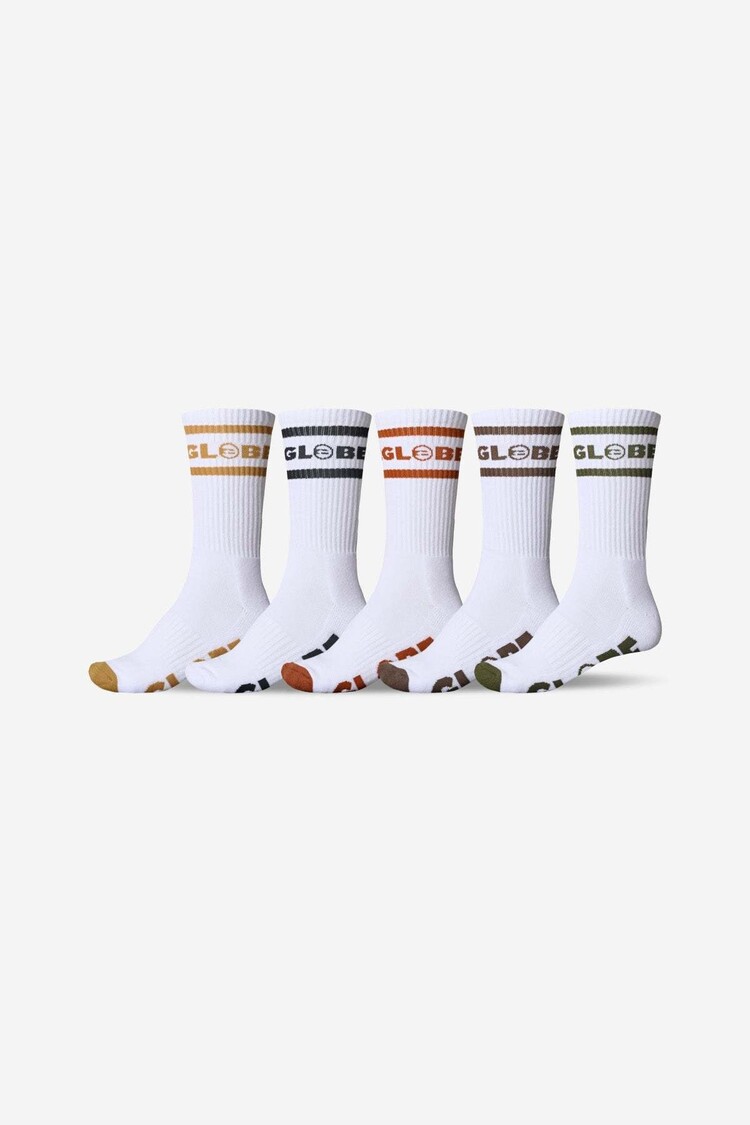 Globe Globe Tilt Hi Crew Sock 5 Pack (Mens) | White/Assorted