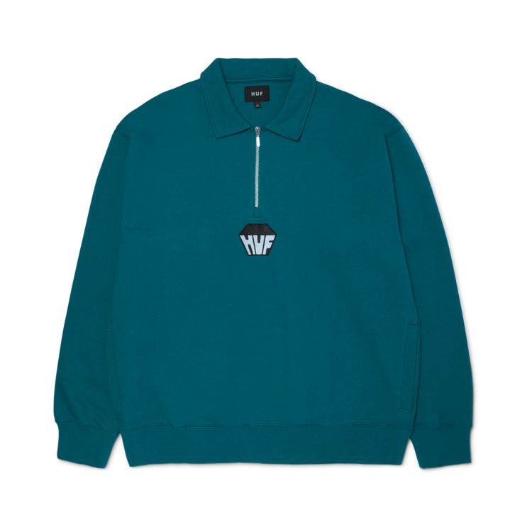 Huf Huf Big Block 1/4 Zip French Terry (Mens) | Sea Green
