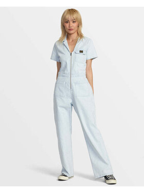 RVCA Rvca Spring Shift Jumpsuit Stripe (Womens) | Blue Hickory