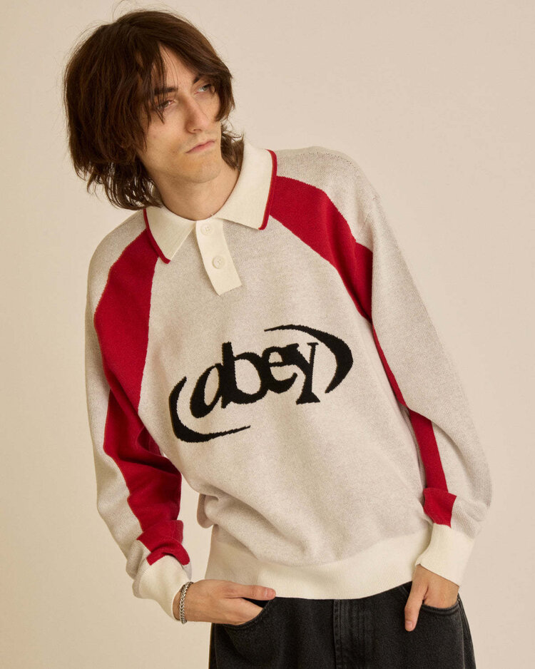 Obey Obey Soccer Polo Sweater (Mens) | White Multi