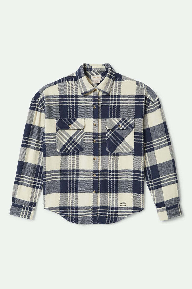 Brixton Brixton Bowery Classic Flannel (Womens) | Azure Blue/Whitecap Plaid