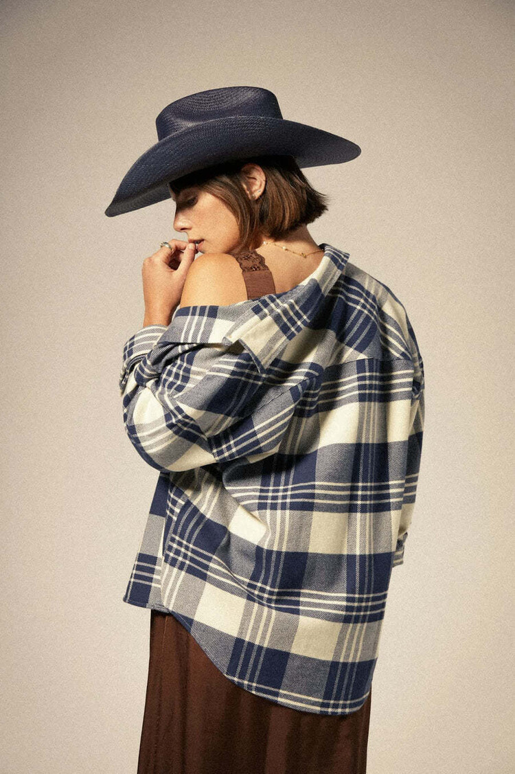 Brixton Brixton Bowery Classic Flannel (Womens) | Azure Blue/Whitecap Plaid