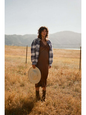 Brixton Brixton Bowery Classic Flannel (Womens) | Azure Blue/Whitecap Plaid