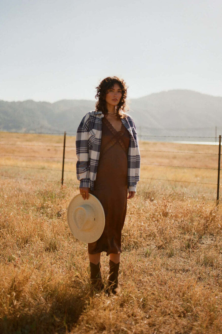 Brixton Brixton Bowery Classic Flannel (Womens) | Azure Blue/Whitecap Plaid