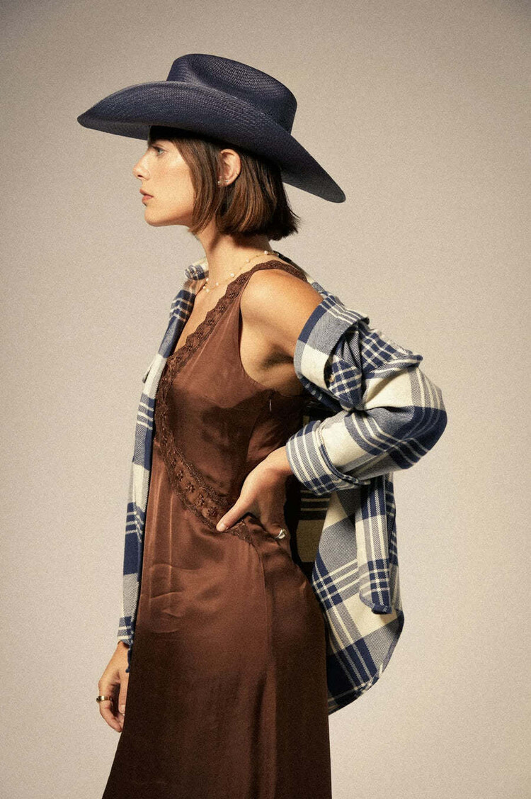 Brixton Brixton Bowery Classic Flannel (Womens) | Azure Blue/Whitecap Plaid