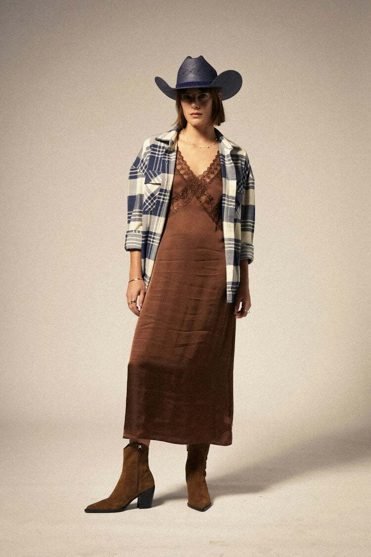 Brixton Brixton Bowery Classic Flannel (Womens) | Azure Blue/Whitecap Plaid