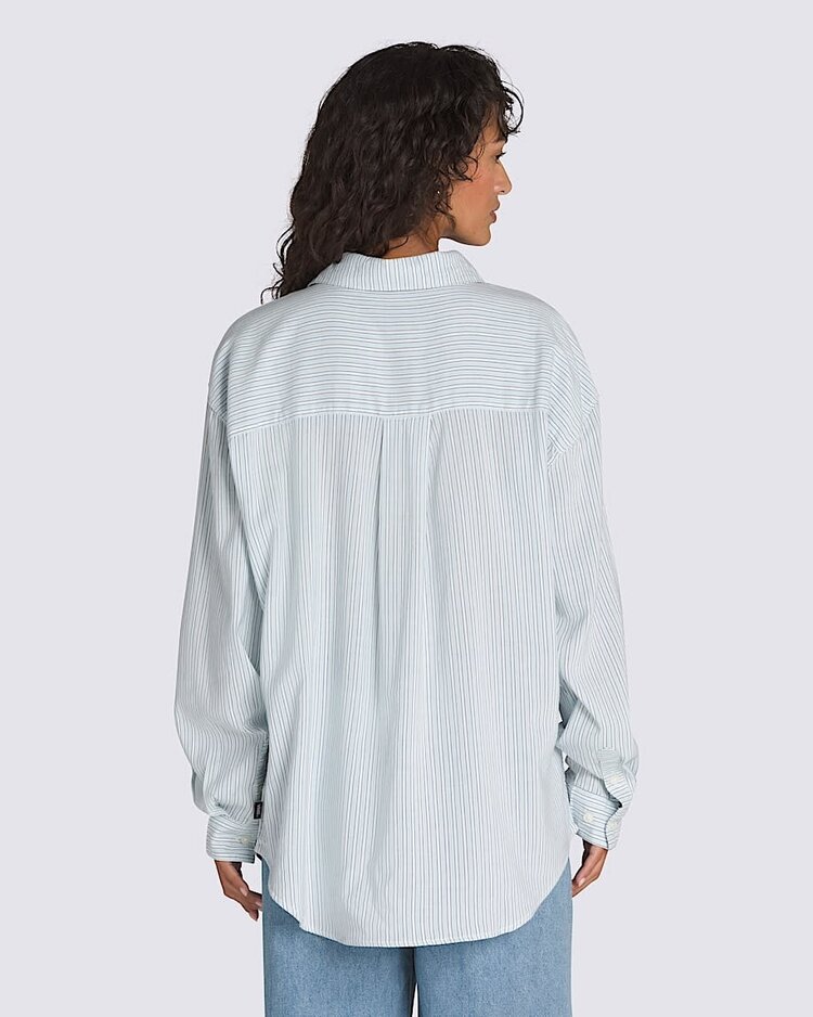 Vans Vans Gillian Striped Button Down (Womens) | White/Crystal Blue
