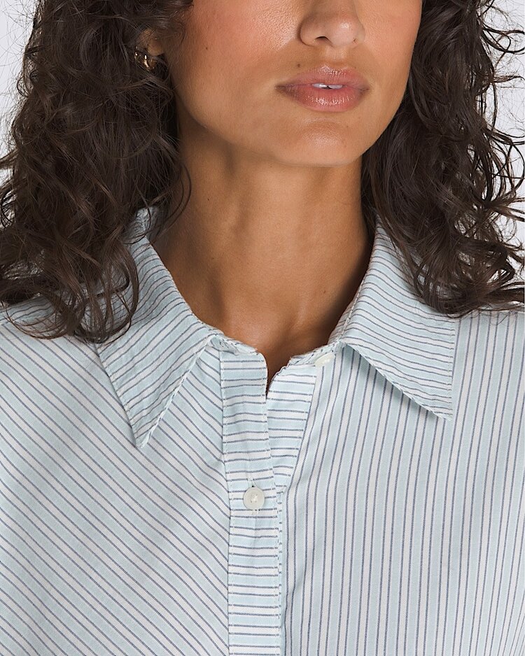 Vans Vans Gillian Striped Button Down (Womens) | White/Crystal Blue
