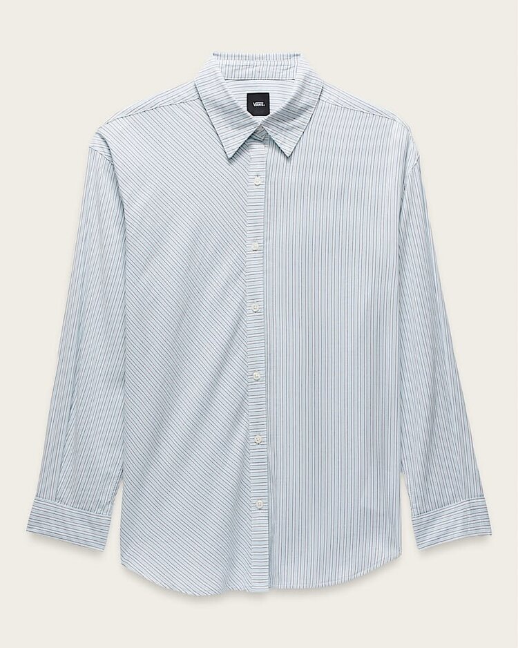 Vans Vans Gillian Striped Button Down (Womens) | White/Crystal Blue