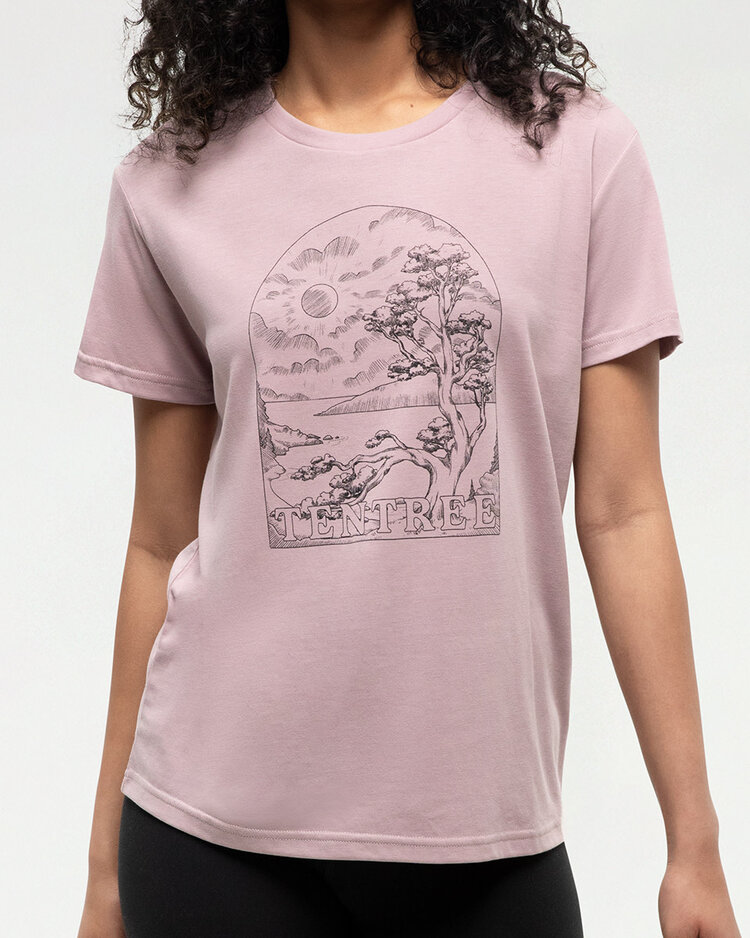 Tentree Tentree Clifftop T-Shirt (Womens) | Vintage Mauve/Meteorite Black