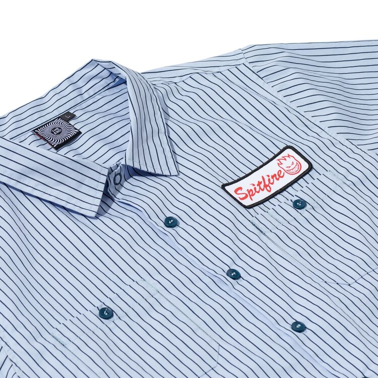 Spitfire Spitfire Chrome Venom S/S Work Shirt (Mens) | Light Blu/Navy Stripe