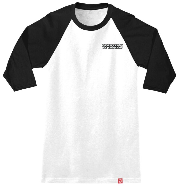Spitfire Spitfire Burnout 3/4 Sleeve Raglan Tee (Mens) | Wht/Blk/Multi Color Print
